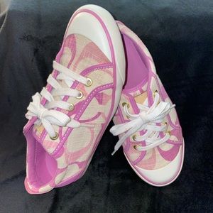 EUC! Coach Pink Multi Barrett Cotton Sneakers